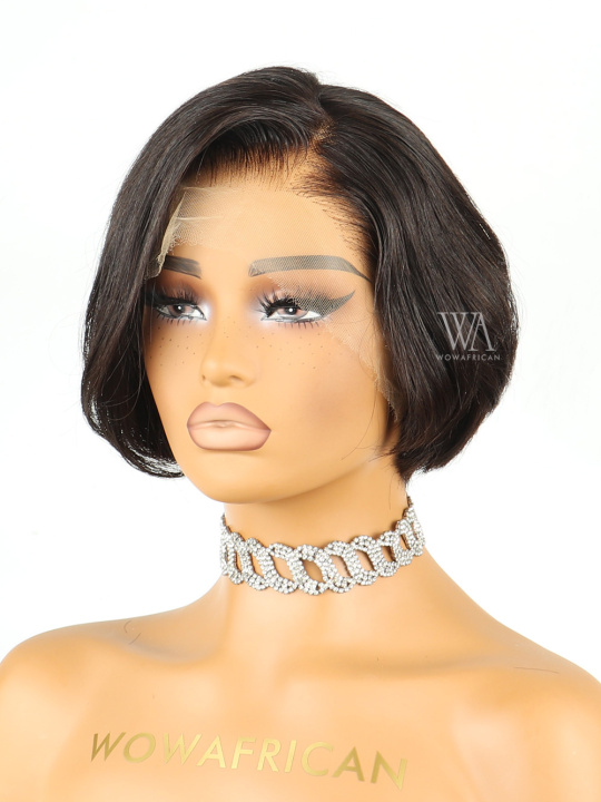 Sleek Short Human Hair Wigs For Women 100% Remy Brazilian Hair Bob Wigs  Real Straight Human Hair Wigs Right U Part Lace Wig