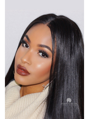 Natural Color Silky Straight Brazilian Virgin Hair Full Lace Wigs[FLW12]