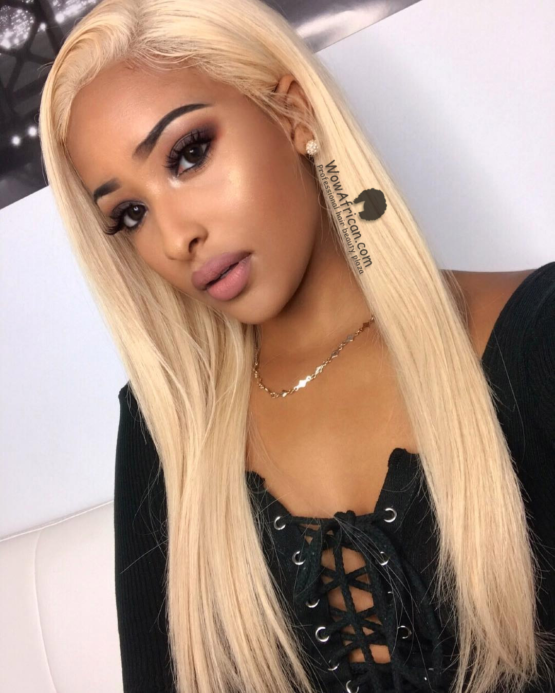 Brazilian Hair 613a White Blonde Color Glueless Full Lace Wig