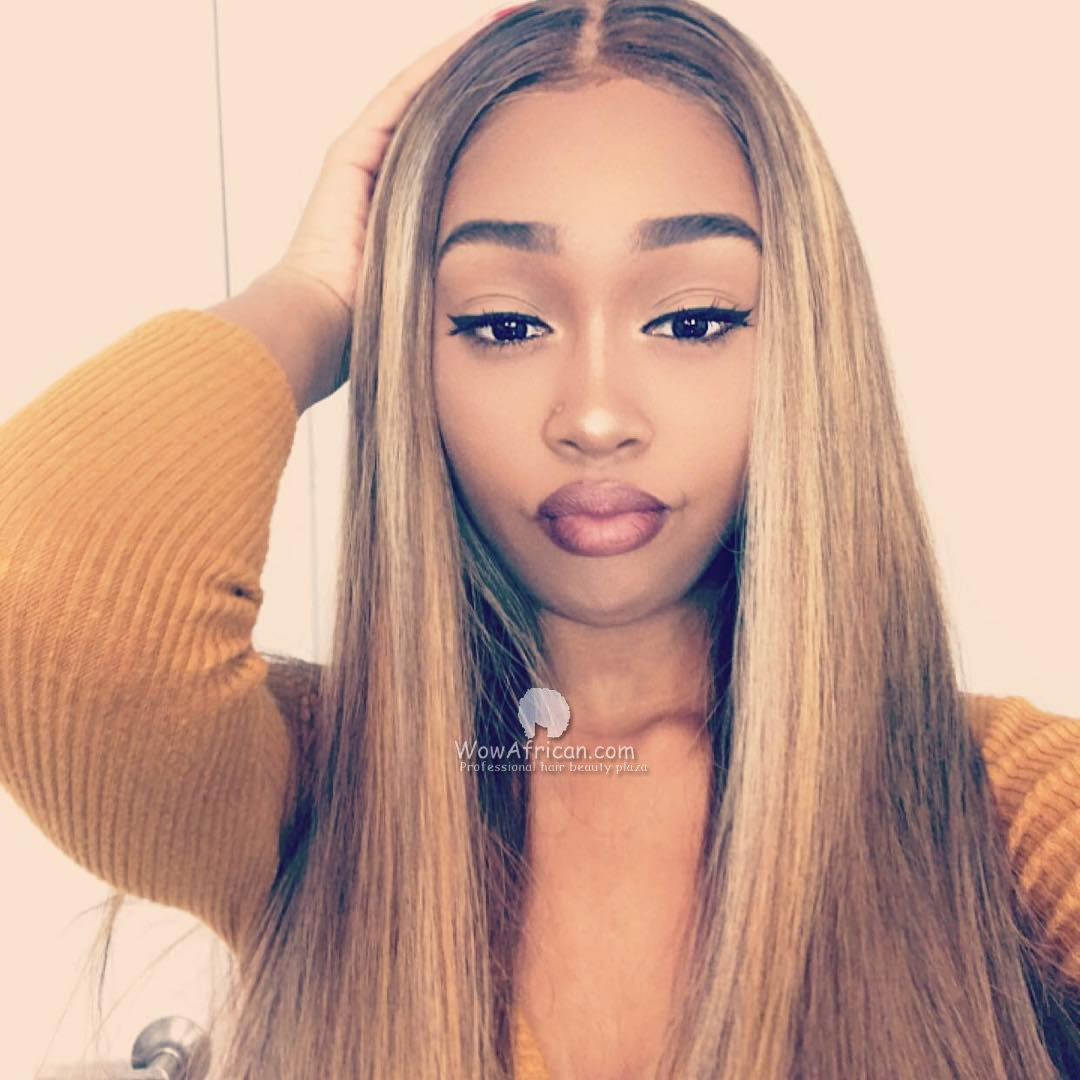 Ciara Blonde Highlights Silky Straight Glueless Full Lace Wigs
